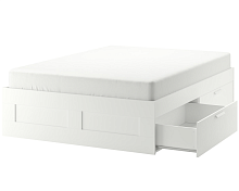 2kd Кровать ИКЕА БРИМНЭС, размер (ДхШ): 206х146 см, спальное место (ДхШ): 200х140 см, цвет: белый  3 Части уценённый
