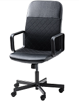 2 Компьютерное кресло ИКЕА РЕНБЕРГЕТ офисное, искусственная кожа/текстиль, бумстад черный уценённый