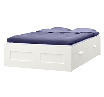 2kd Кровать ИКЕА БРИМНЭС, размер (ДхШ): 206х166 см, спальное место (ДхШ): 200х160 см, цвет: белый 3 Части уценённый