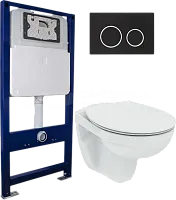 2 Комплект Унитаз подвесной Ideal Standard Tirso R034301 безободковый, с микролифтом + Система инсталляции для унитазов KUPÁLA Jado W02 кнопка смыва черная матовая уценённый