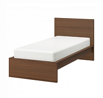 2 Кровать ИКЕА МАЛЬМ, размер (ДхШ): 209х105 см, спальное место (ДхШ): 200х90 см, цвет: коричневая морилка ясеневый шпон 2 Части уценённый