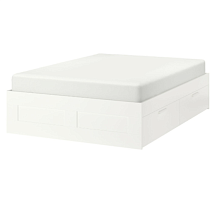 2kd Кровать ИКЕА БРИМНЭС, размер (ДхШ): 206х186 см, спальное место (ДхШ): 200х180 см, цвет: белый 3 Части уценённый