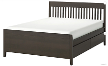 Кровать ИКЕА ИДАНЭС, размер (ДхШ): 207х191 см, спальное место (ДхШ): 200х180 см, цвет: темно-коричневый морилка 4 части