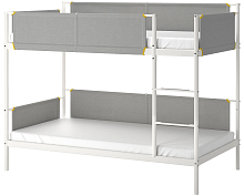 2 Двухъярусная кровать ИКЕА ВИТВАЛ, размер (ДхШ): 207х97 см, спальное место (ДхШ): 200х90 см, обивка: текстиль, цвет: белый/светло-серый 3 Части уценённый