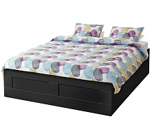 2 Кровать ИКЕА БРИМНЭС, размер (ДхШ): 206х146 см, спальное место (ДхШ): 200х140 см, цвет: черный 2 Части уценённый