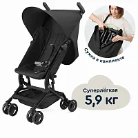 A3 Коляска детская прогулочная суперкомпактная и лёгкая Junion Tinbi для путешествий цвет чёрный уценённый