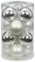 2kd Набор елочных шаров Inges C105, серебристый/белый, 6 см, 12 шт. уценённый