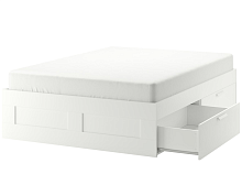2 Кровать ИКЕА БРИМНЭС, размер (ДхШ): 206х186 см, спальное место (ДхШ): 200х180 см, цвет: белый 3 Части уценённый