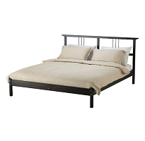 2 Кровать ИКЕА РИКЕНЕ, размер (ДхШ): 209х181 см, спальное место (ДхШ): 200х160 см, цвет: черно-коричневый уценённый