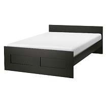 2kd Кровать ИКЕА БРИМНЭС, размер (ДхШ): 206х166 см, спальное место (ДхШ): 200х160 см, цвет: черный 2 Части уценённый