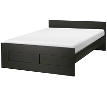 2 Кровать ИКЕА БРИМНЭС, размер (ДхШ): 206х166 см, спальное место (ДхШ): 200х160 см, цвет: черный 2 Части уценённый
